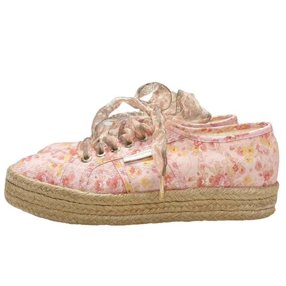 SUPERGA x LOVESHACKFANCY 2730 Espadrille Sneakers in Floral Tokyo Pink Size 8.5 - Picture 7 of 12